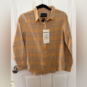 Wildfang Yellow Plaid Button-Up Shirt Retail $85